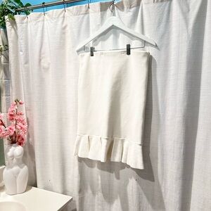 Express Body Contour Ruffle Hem Mini Sweater Skirt